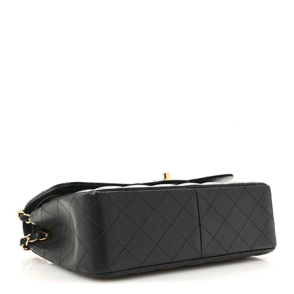 Caviar Quilted Jumbo Double Flap Black At My store