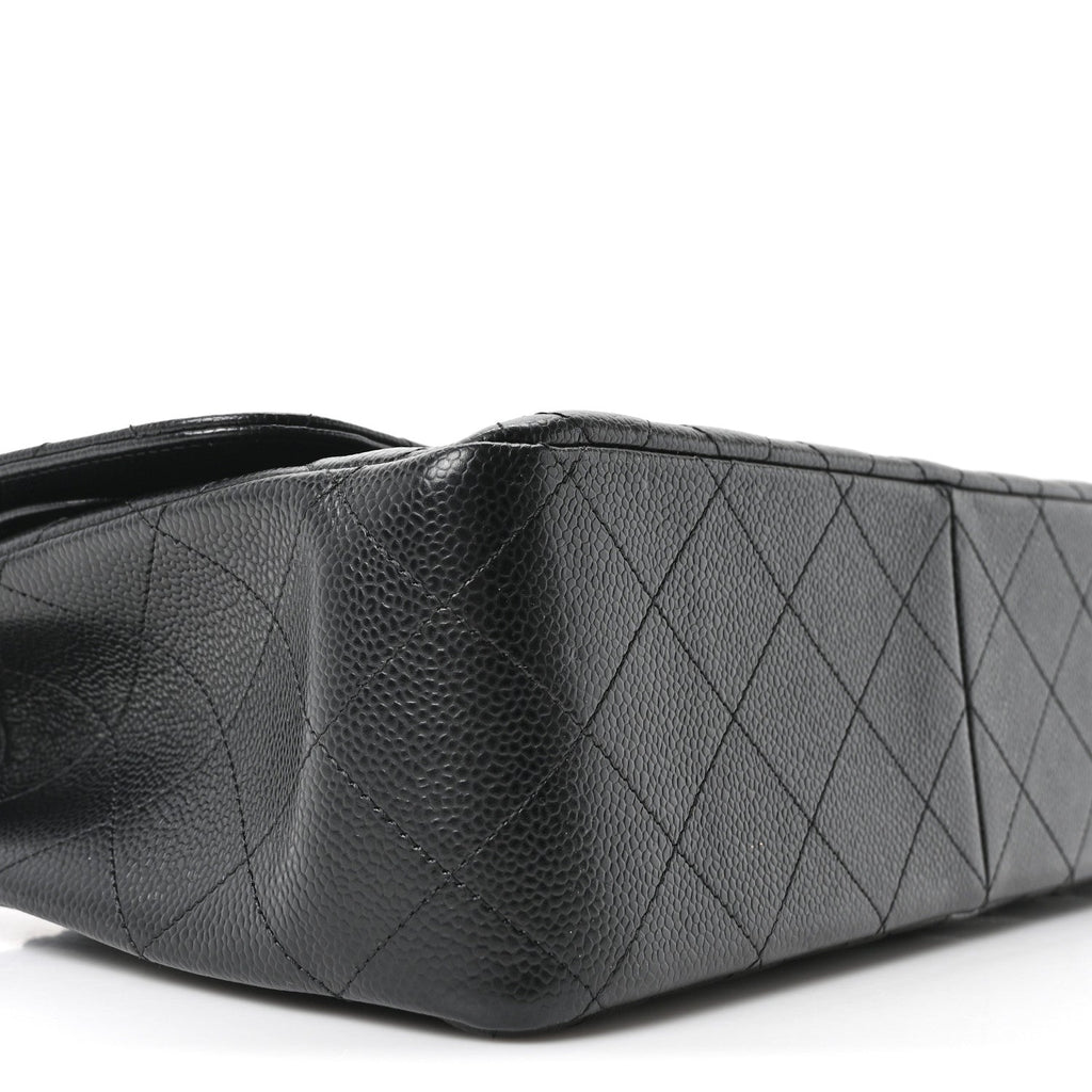 Caviar Quilted Jumbo Double Flap Black At My store