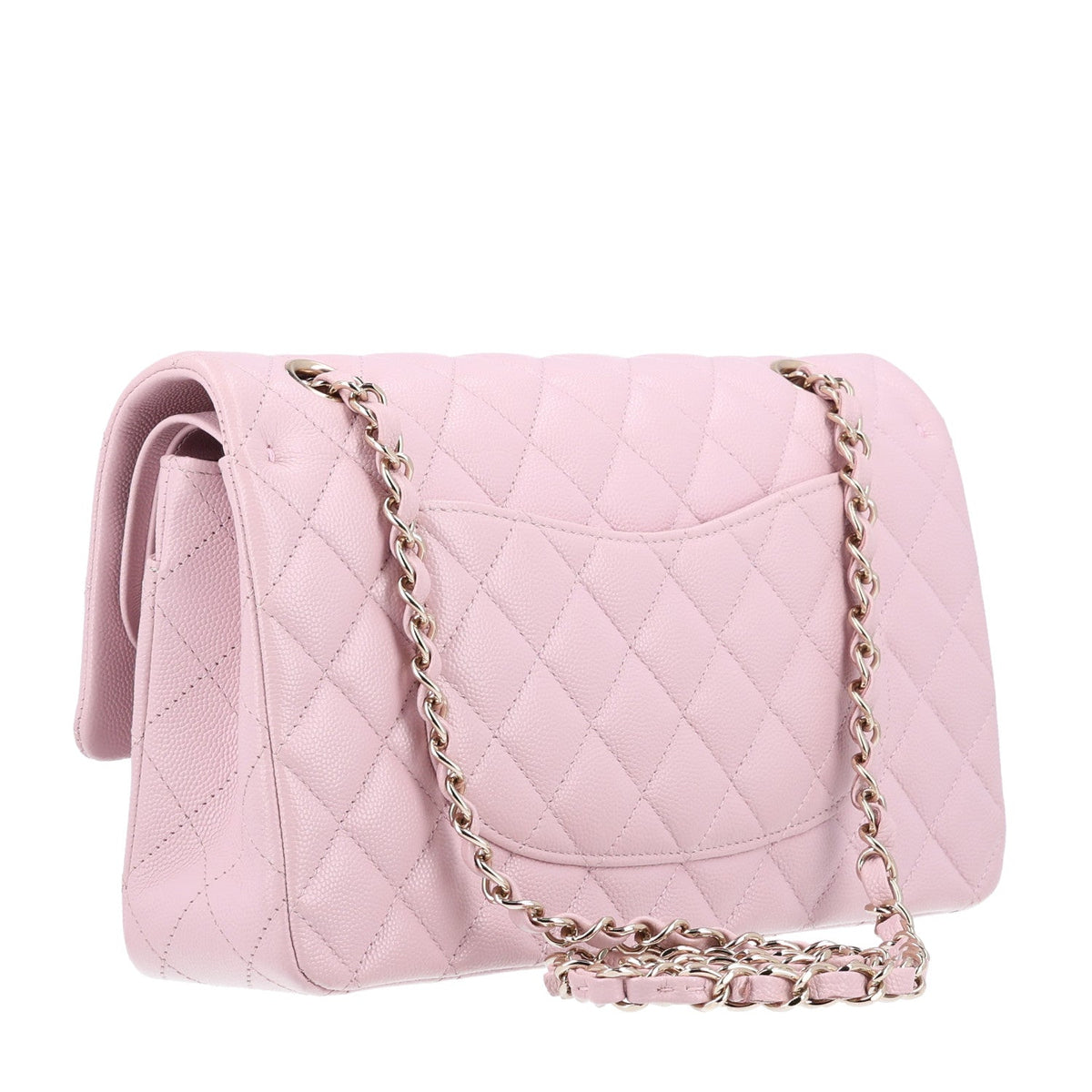 Caviar Quilted Medium Double Flap Light Pink At My store