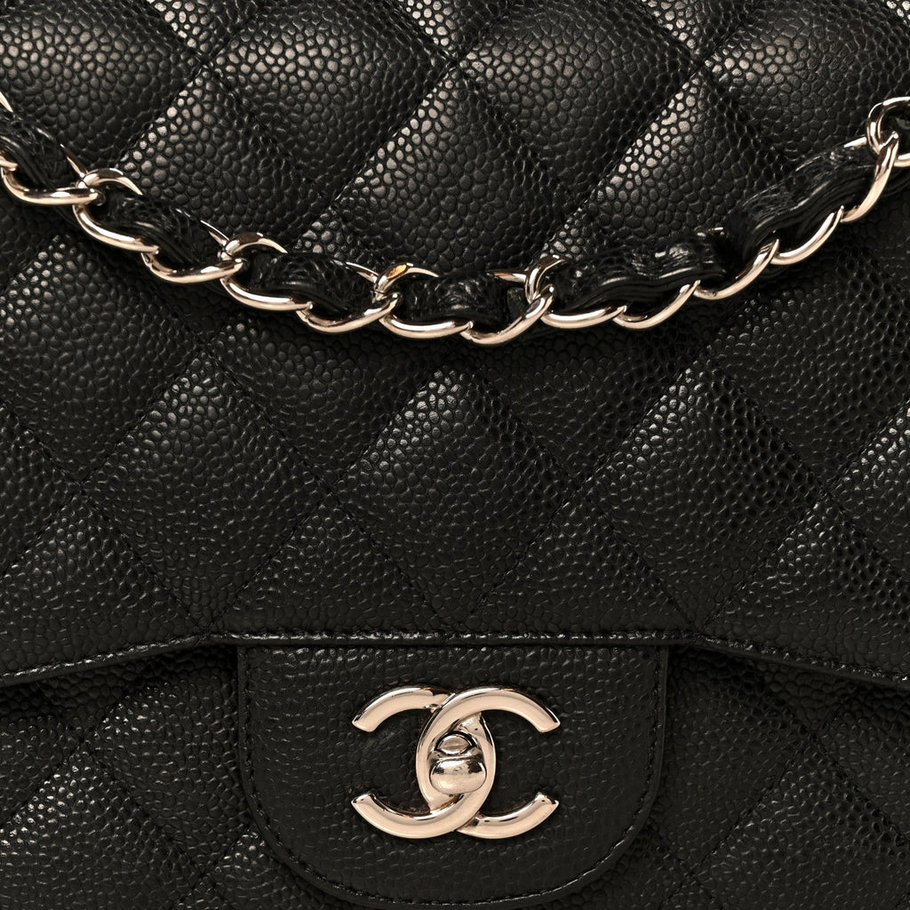 Caviar Quilted Jumbo Double Flap Black At My store
