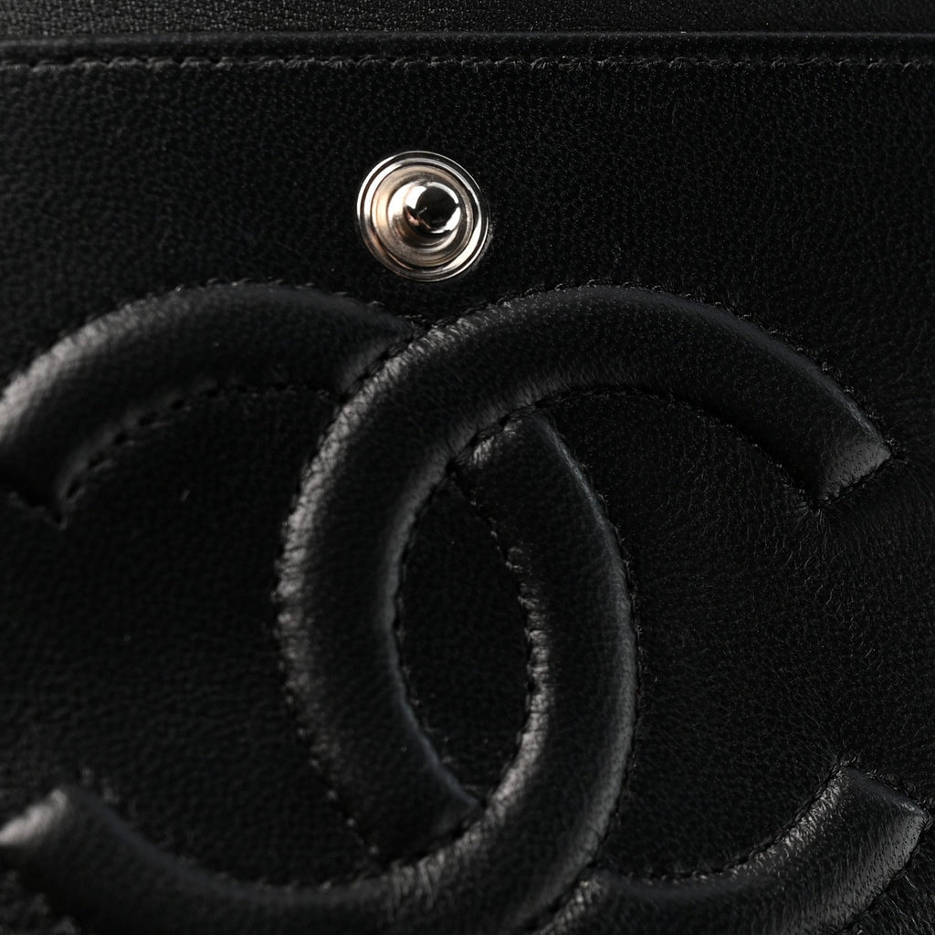 Lambskin Chevron Quilted Medium Double Flap Black At My store