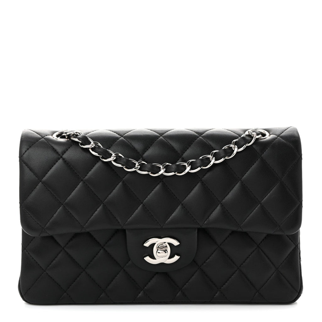Lambskin Quilted Small Double Flap Black At My store