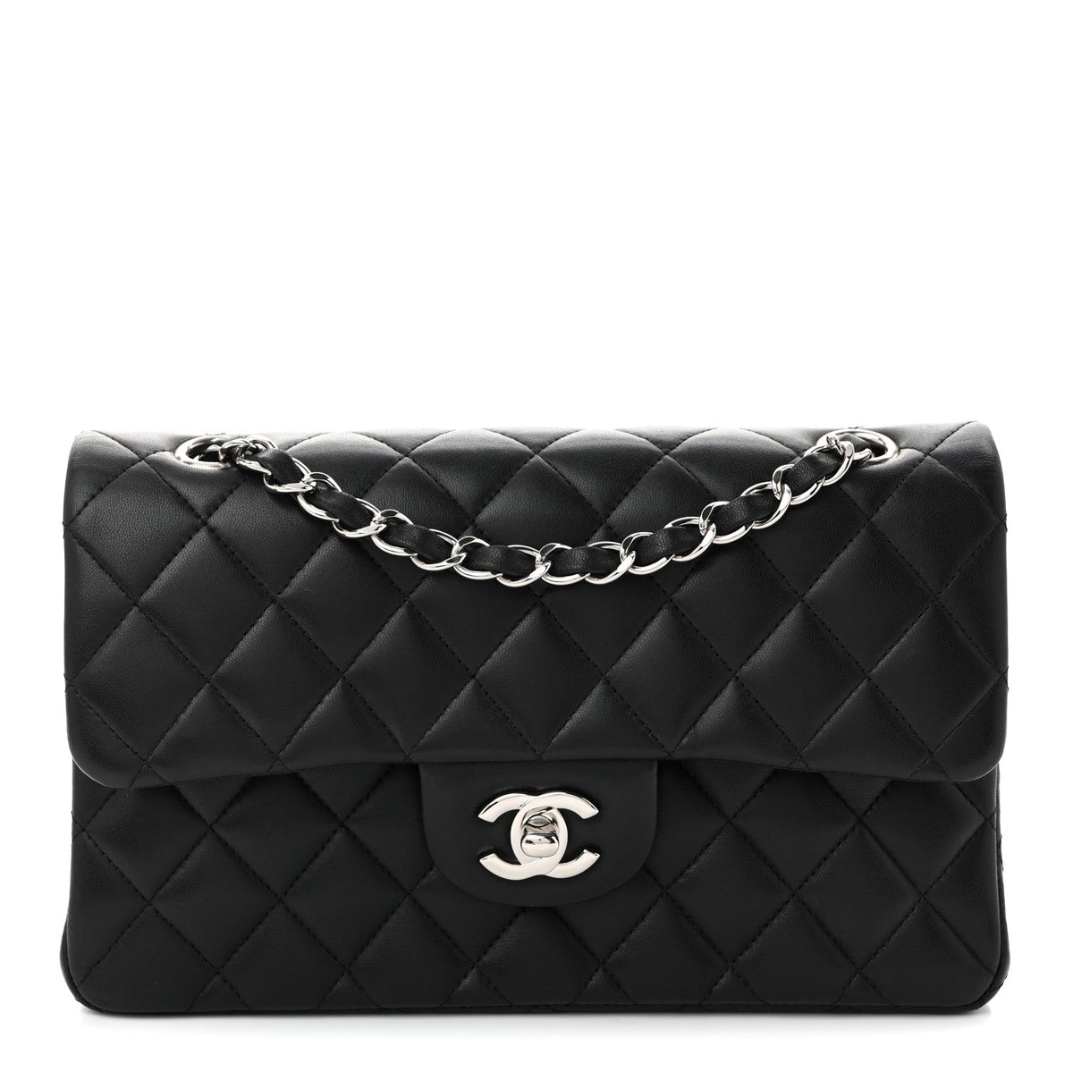 Lambskin Quilted Small Double Flap Black At My store