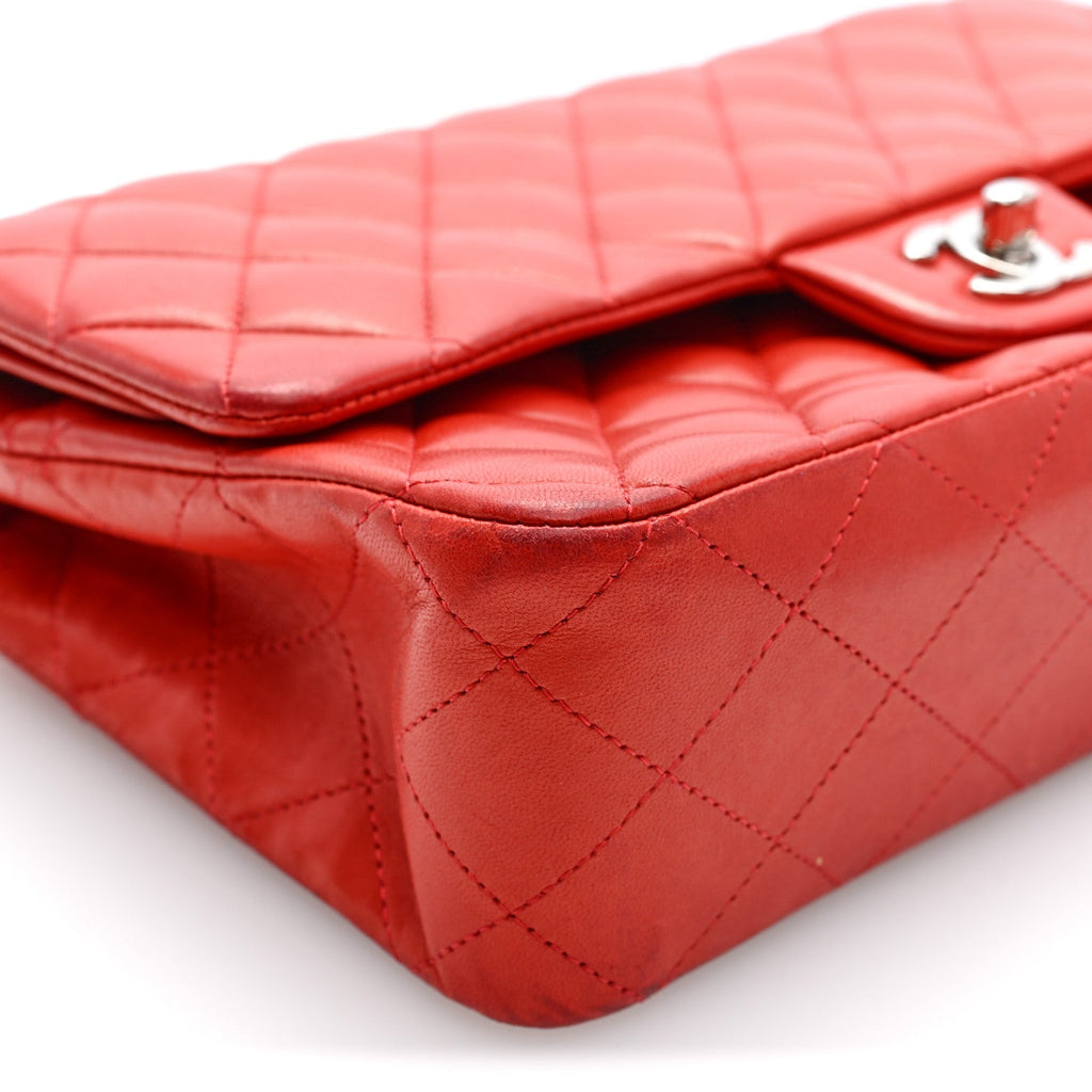 Lambskin Quilted Medium Double Flap Red At My store