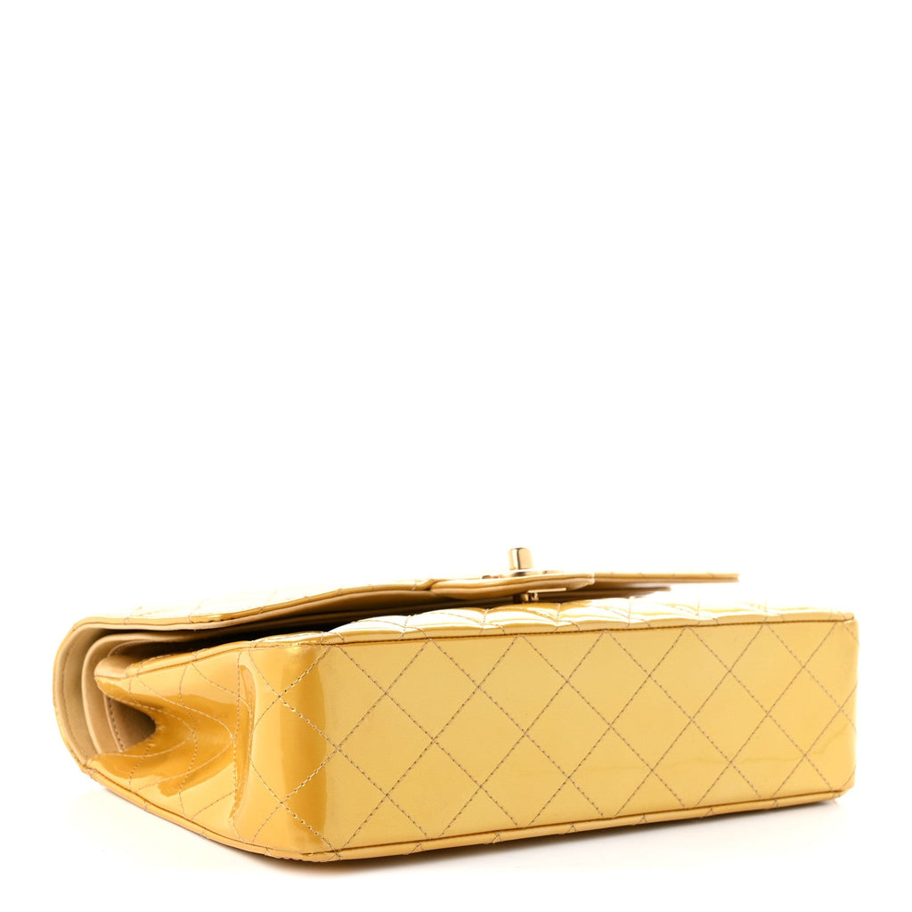 Metallic Patent Quilted Medium Double Flap Gold At My store