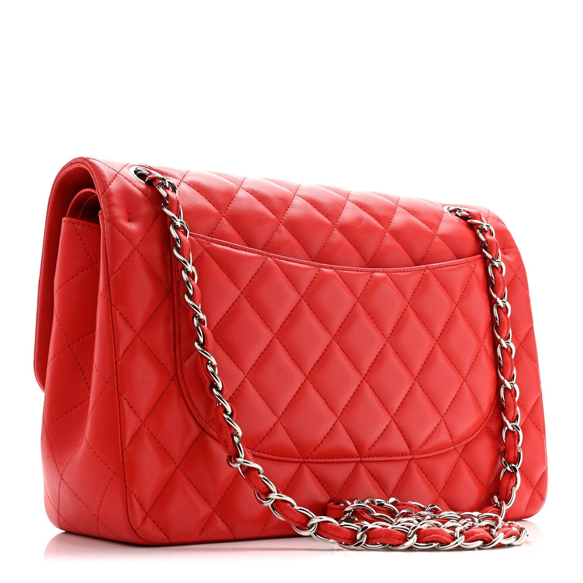 Lambskin Quilted Jumbo Double Flap Red At My store