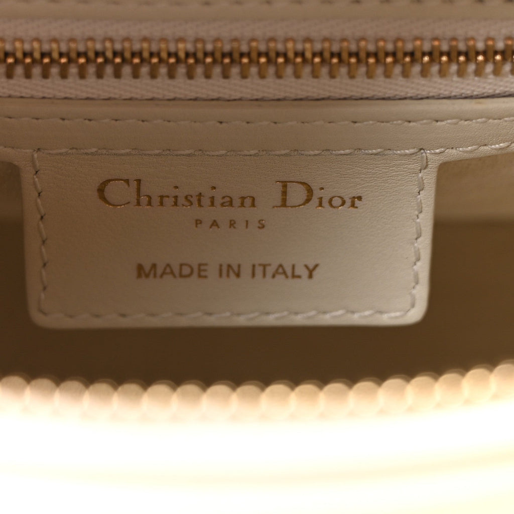 Smooth Calfskin Sequin Embroidered Clover Medium Lady Dior White AT My store