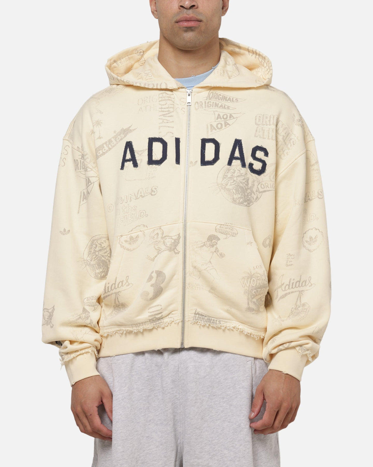 Best-Selling Adidas Originals AOA Full Zip Hoodie Warm Vanilla