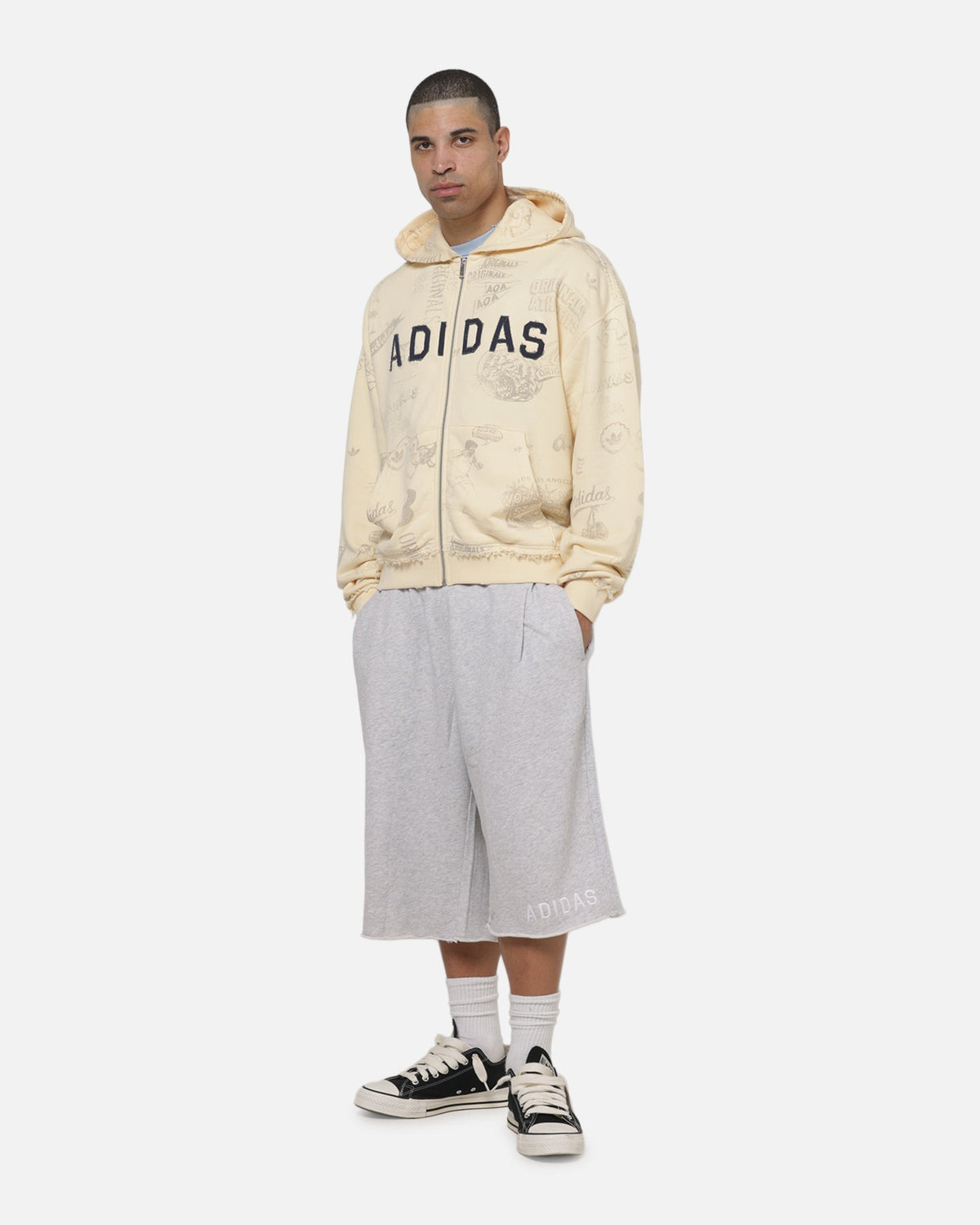 Best-Selling Adidas Originals AOA Full Zip Hoodie Warm Vanilla