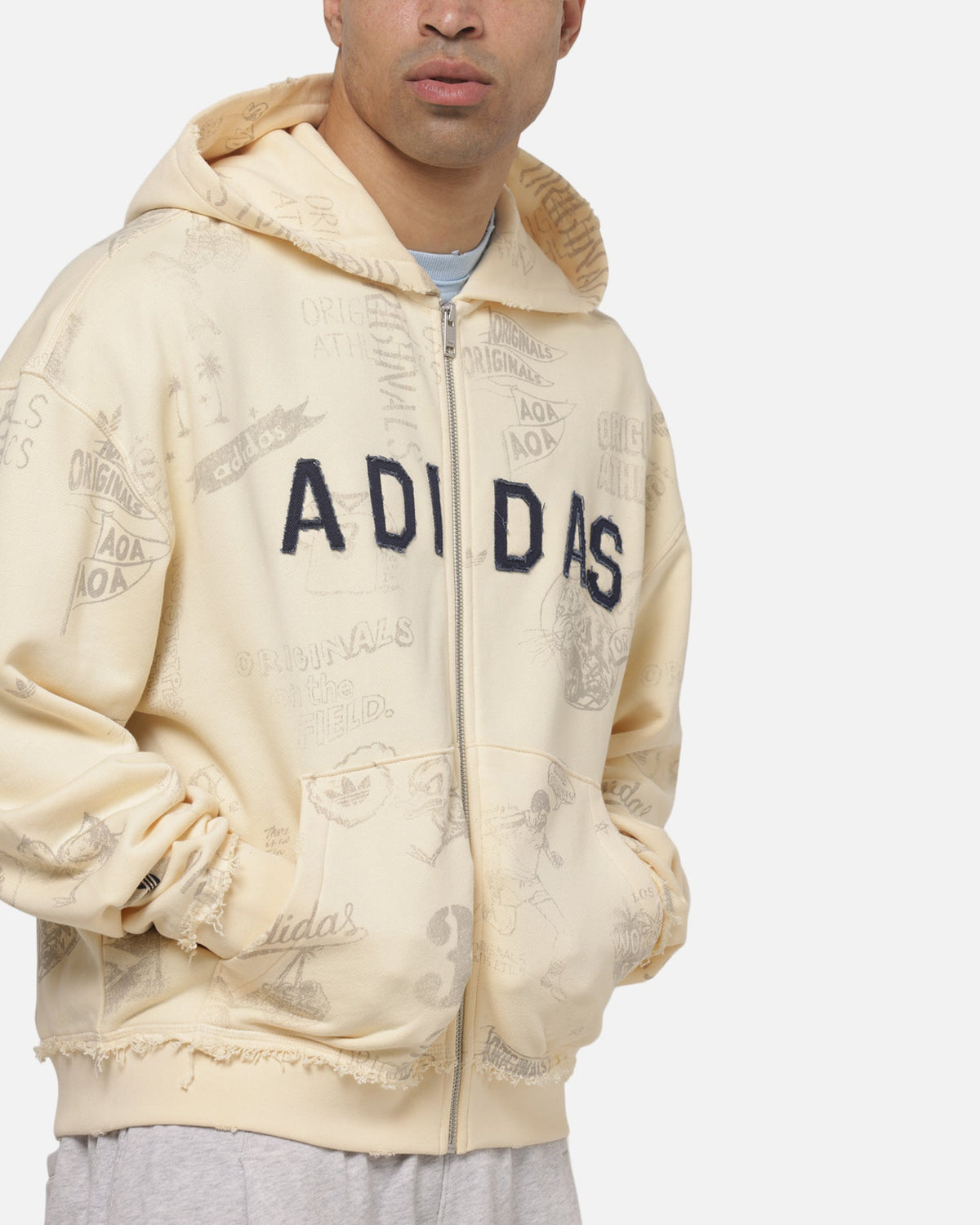 Best-Selling Adidas Originals AOA Full Zip Hoodie Warm Vanilla