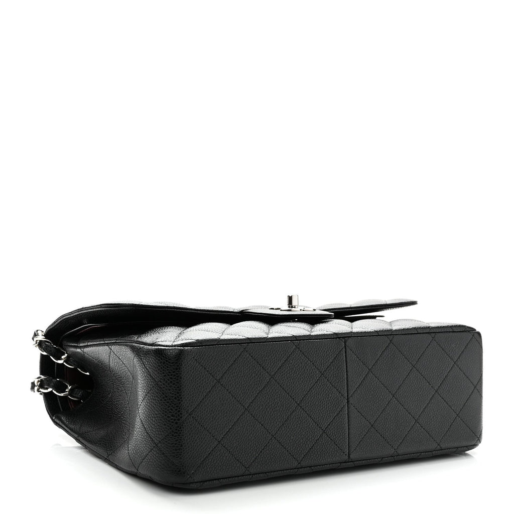 Caviar Quilted Jumbo Double Flap Black At My store