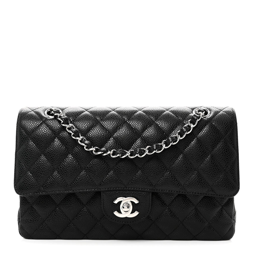 Caviar Quilted Medium Double Flap Black At My store
