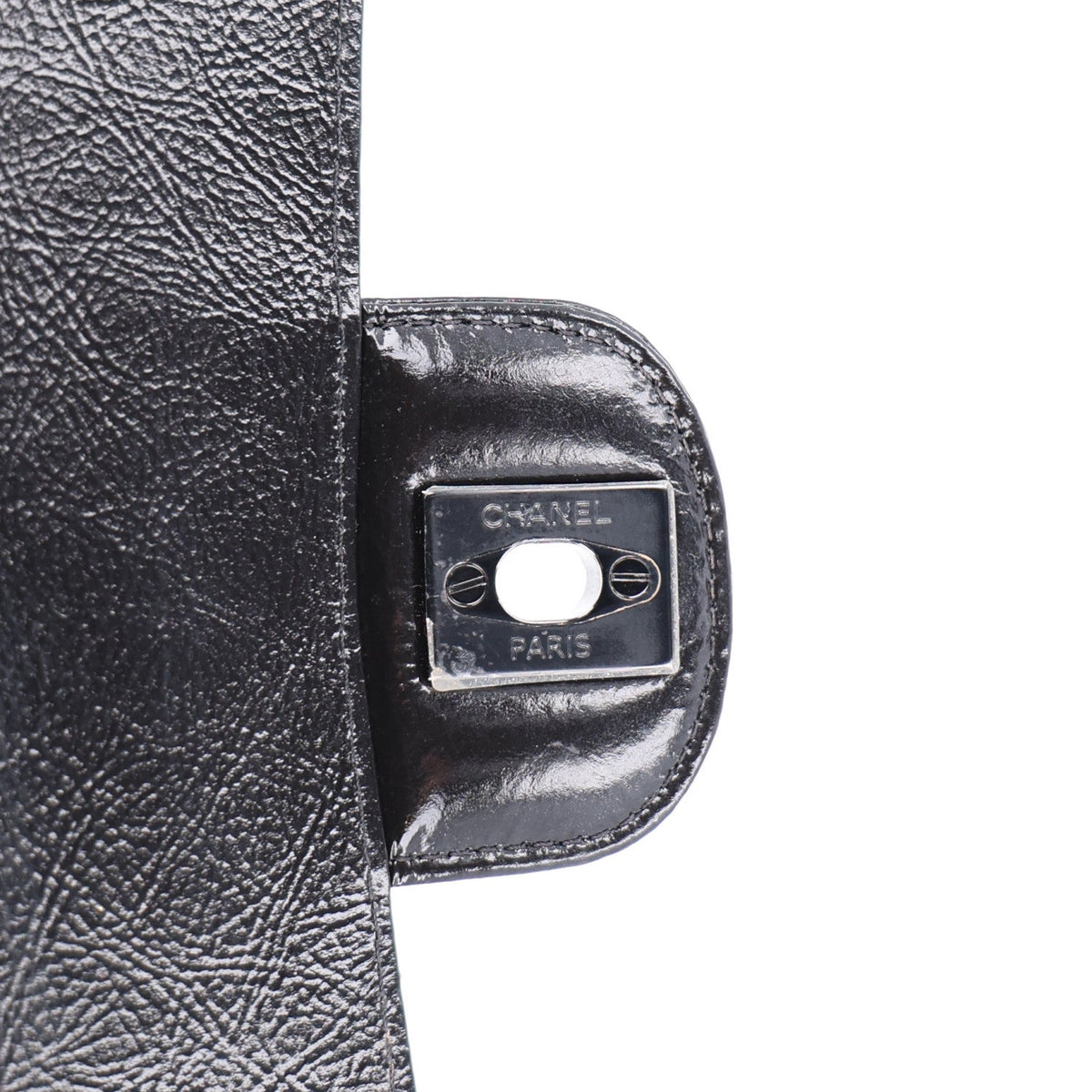 Shiny Crumpled Calfskin Quilted Medium Double Flap So Black At My store