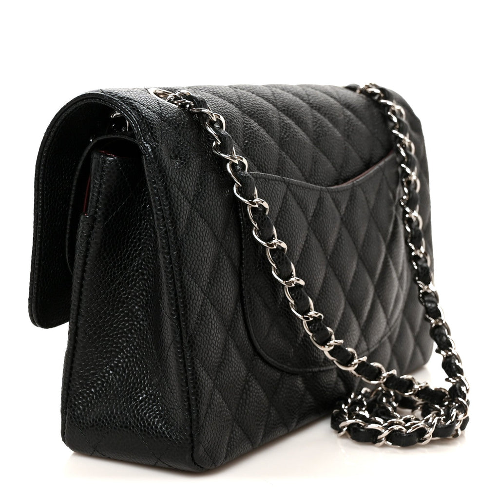 Caviar Quilted Medium Double Flap Black At My store