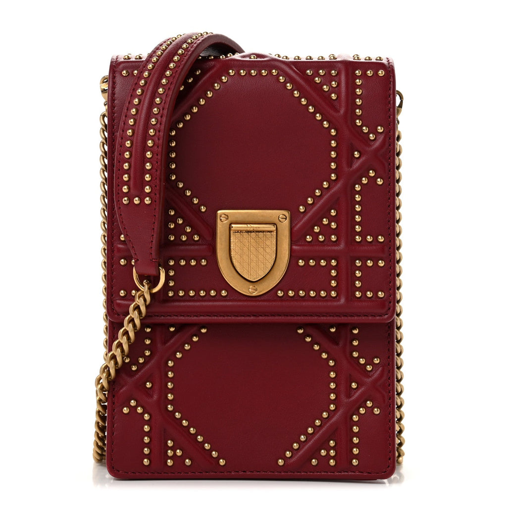 Lambskin Studded Vertical Diorama Spicy Red AT My store
