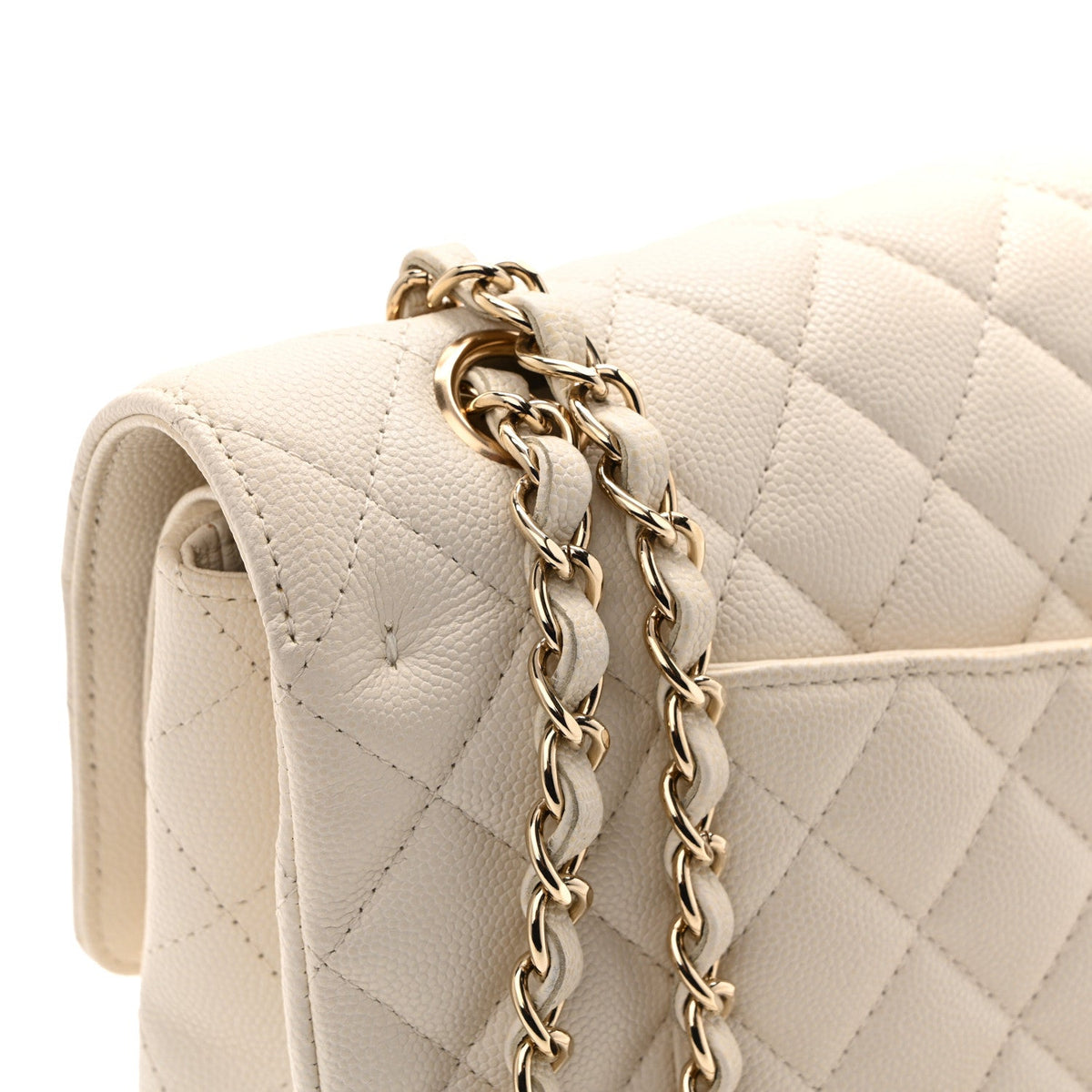 Caviar Quilted Medium Double Flap White At My store