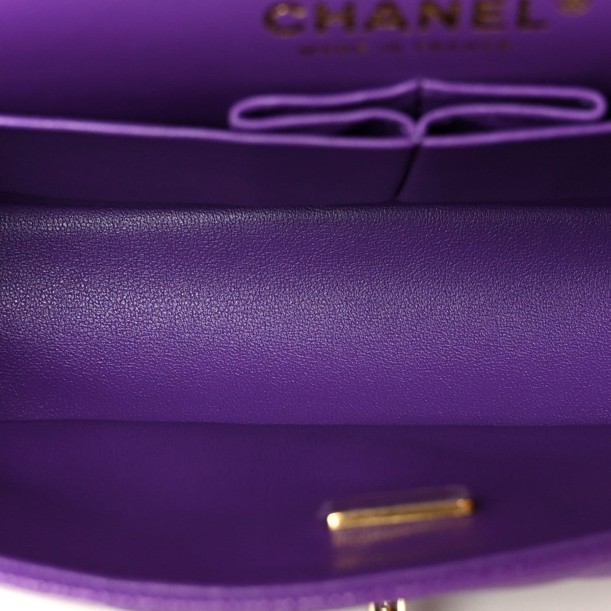 Caviar Quilted Small Double Flap Purple At My store