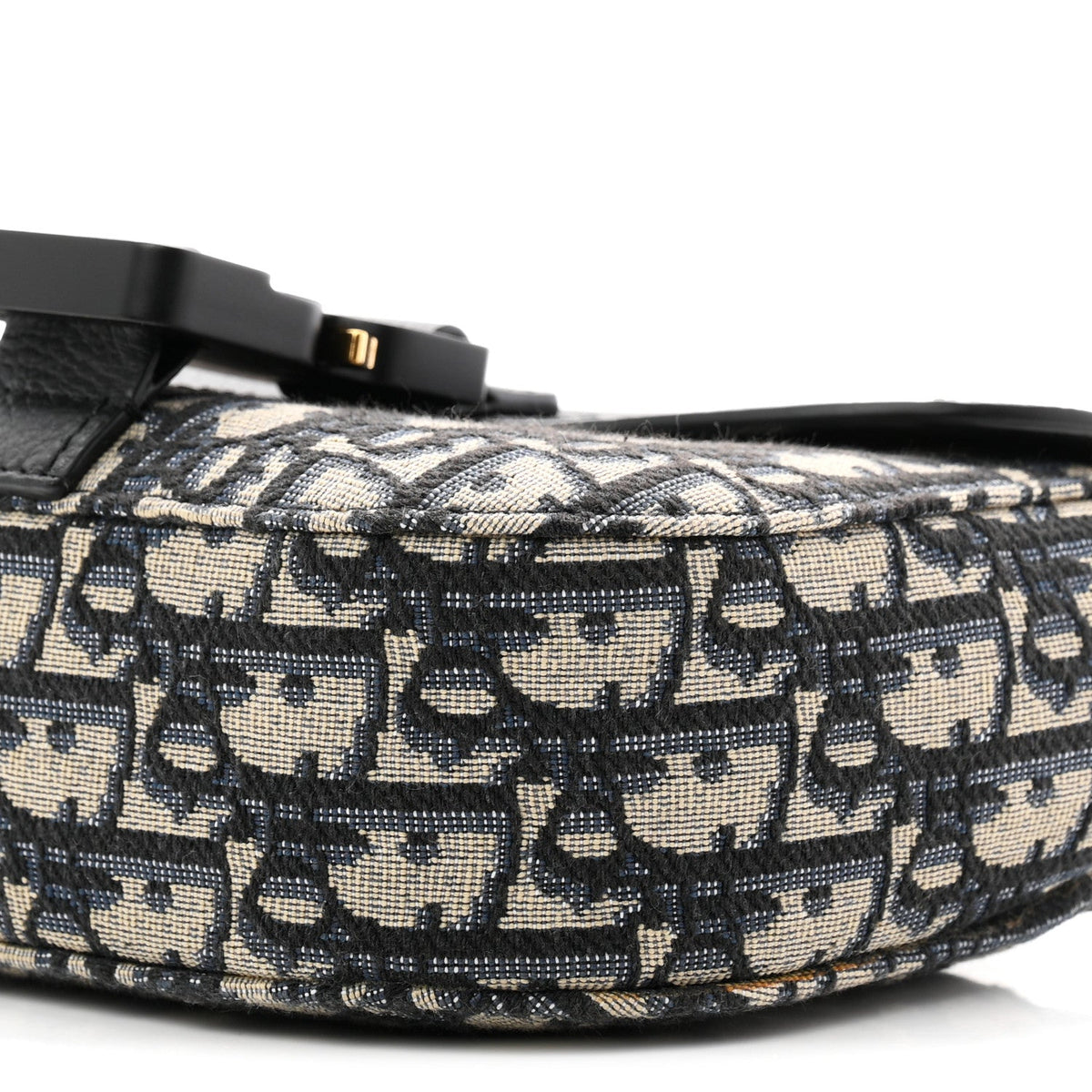 Grained Calfskin Oblique Mini Saddle Messenger Bag With Flap Beige Black AT My store