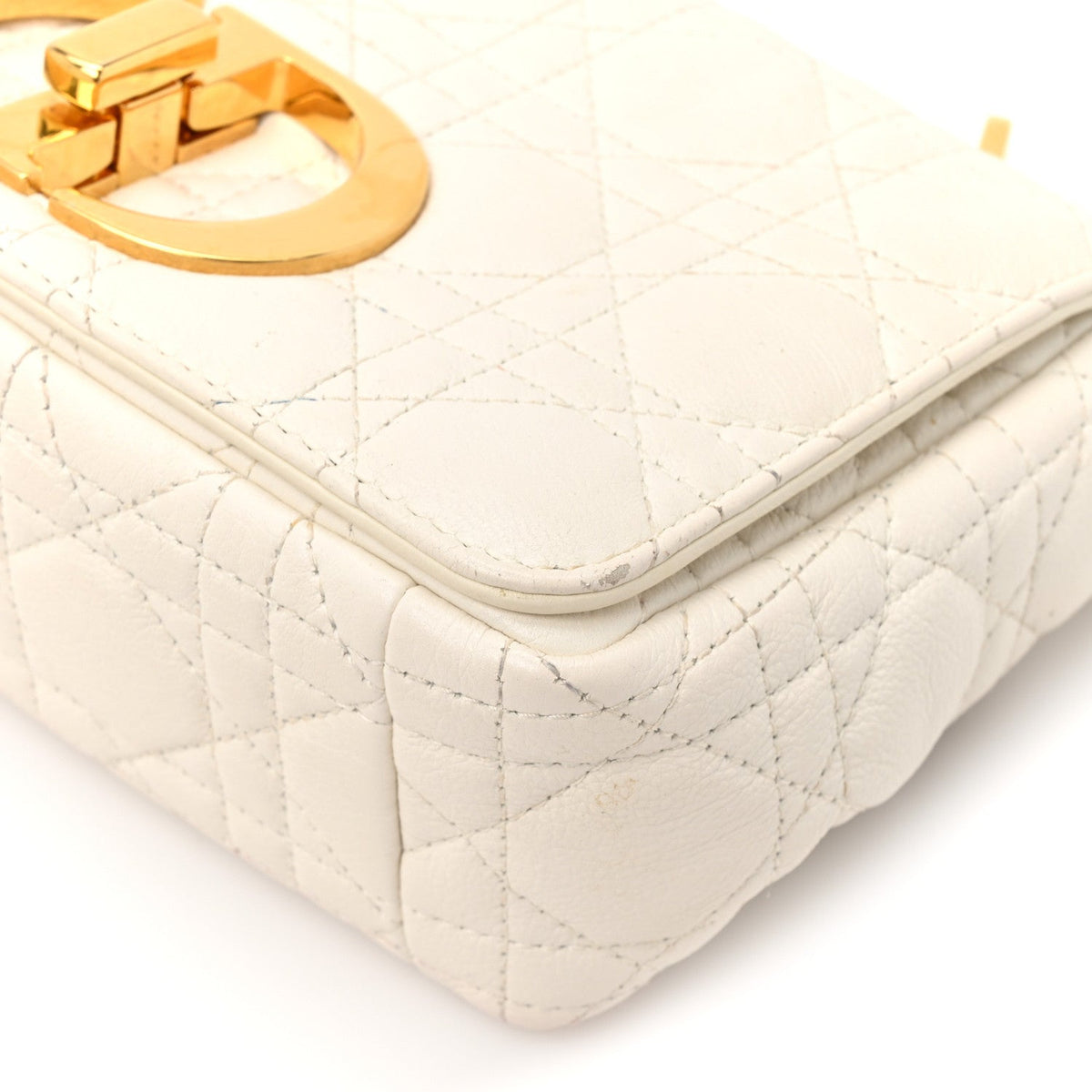 Grained Calfskin Cannage Small Caro Bag White AT My store