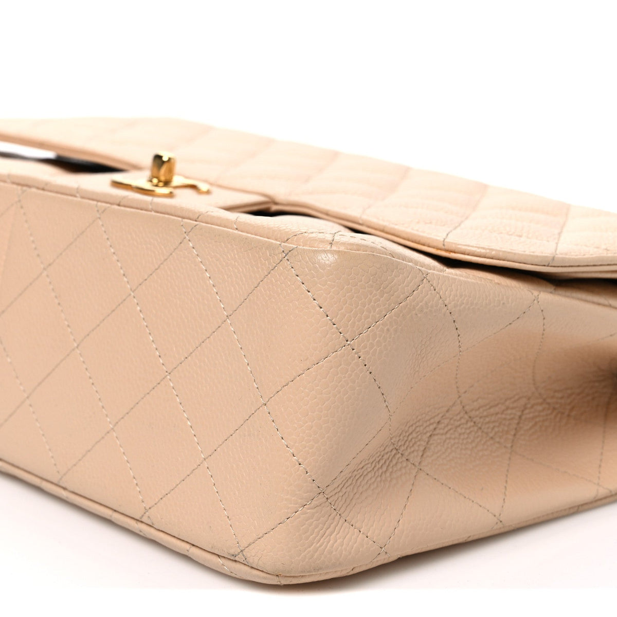 Caviar Quilted Jumbo Double Flap Beige At My store