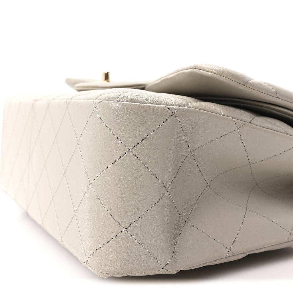 Lambskin Quilted Jumbo Double Flap Grey At My store