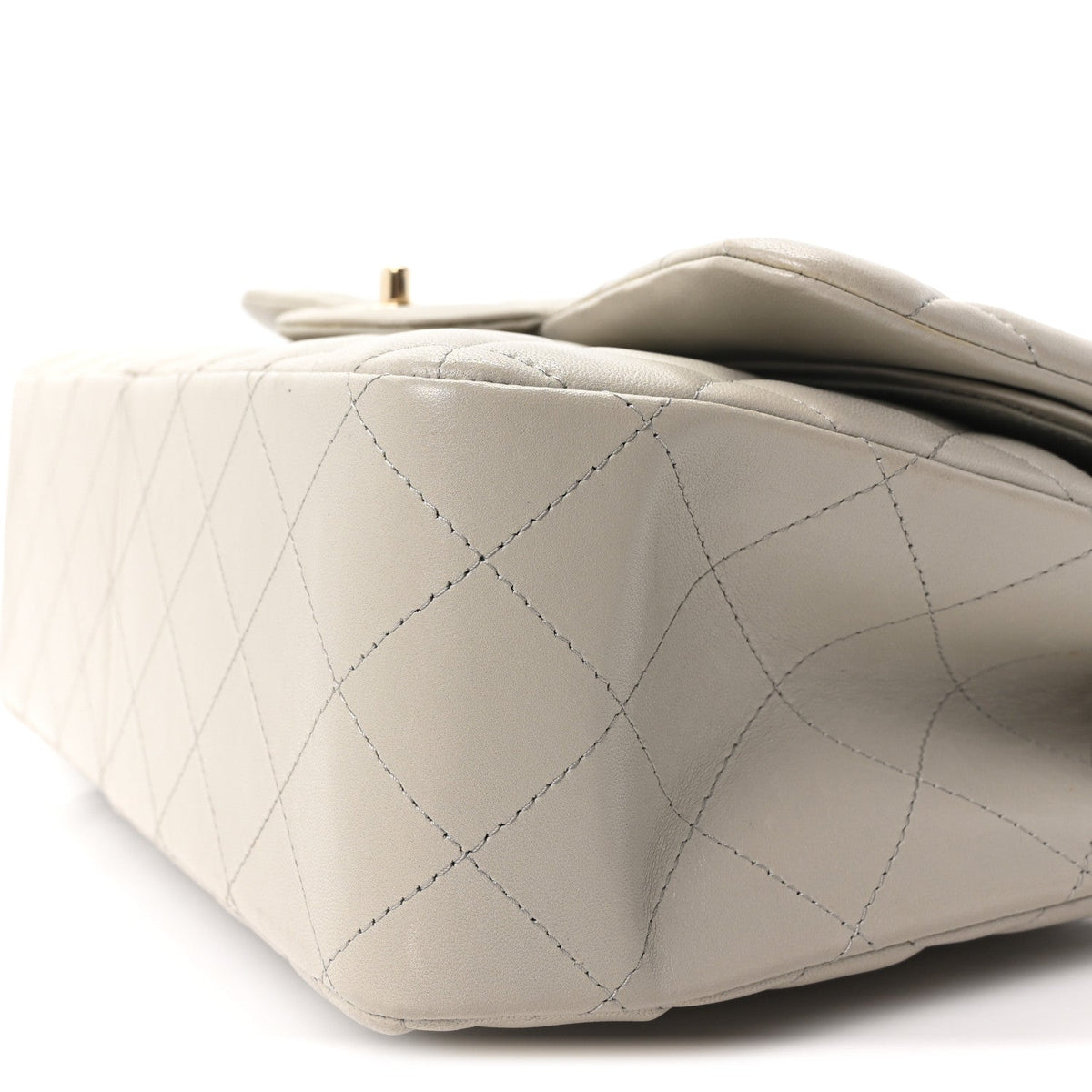 Lambskin Quilted Jumbo Double Flap Grey At My store