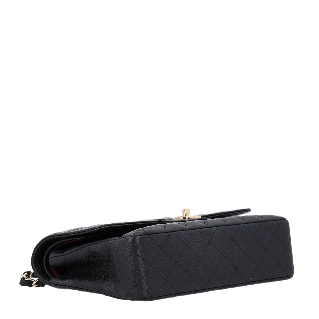 Caviar Quilted Medium Double Flap Black At My store