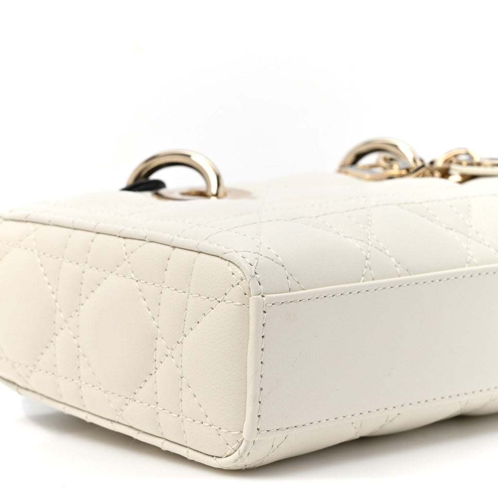 Lambskin Cannage Small Lady D-Joy Latte Black AT My store