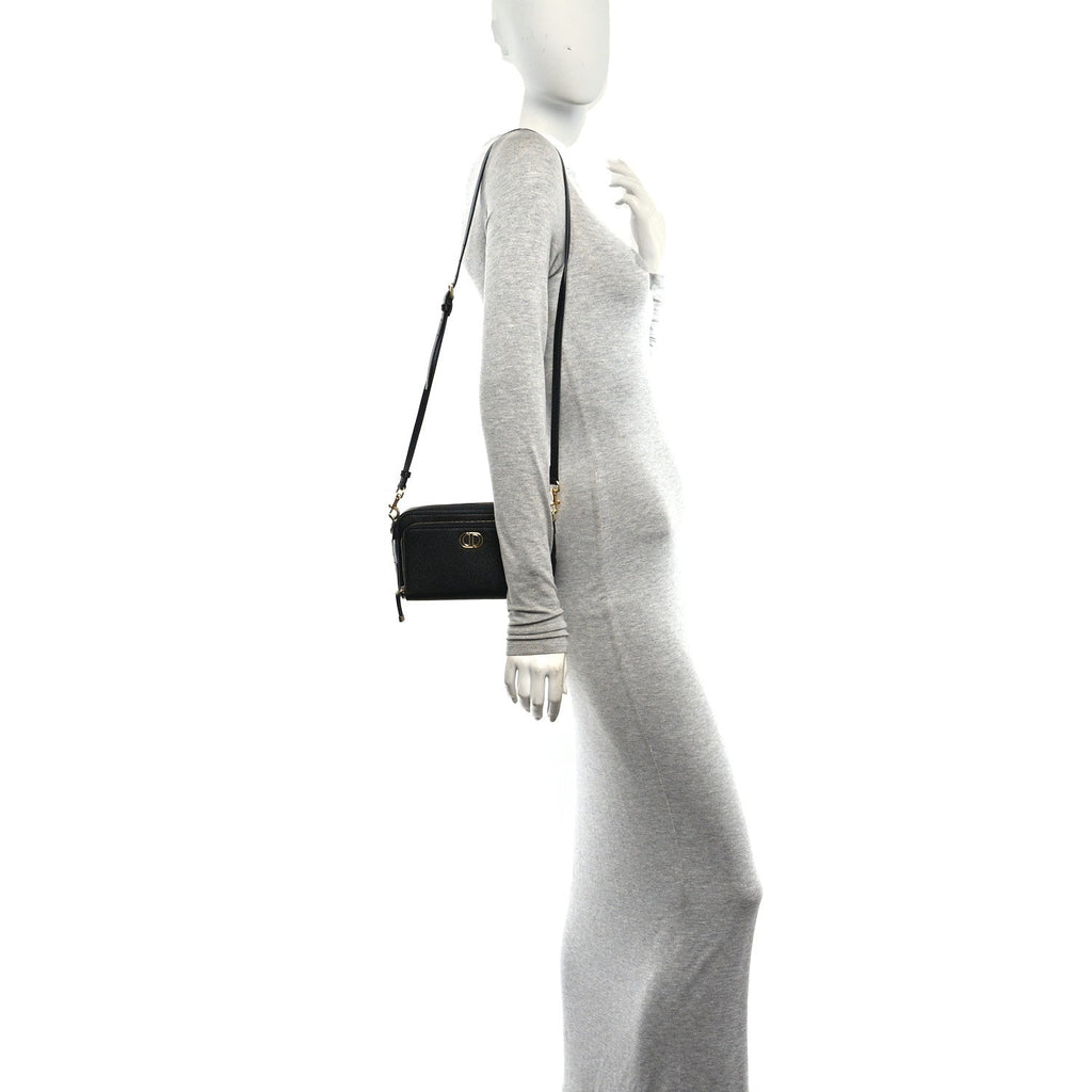 Grained Calfskin Caro Double Pouch Black AT My store