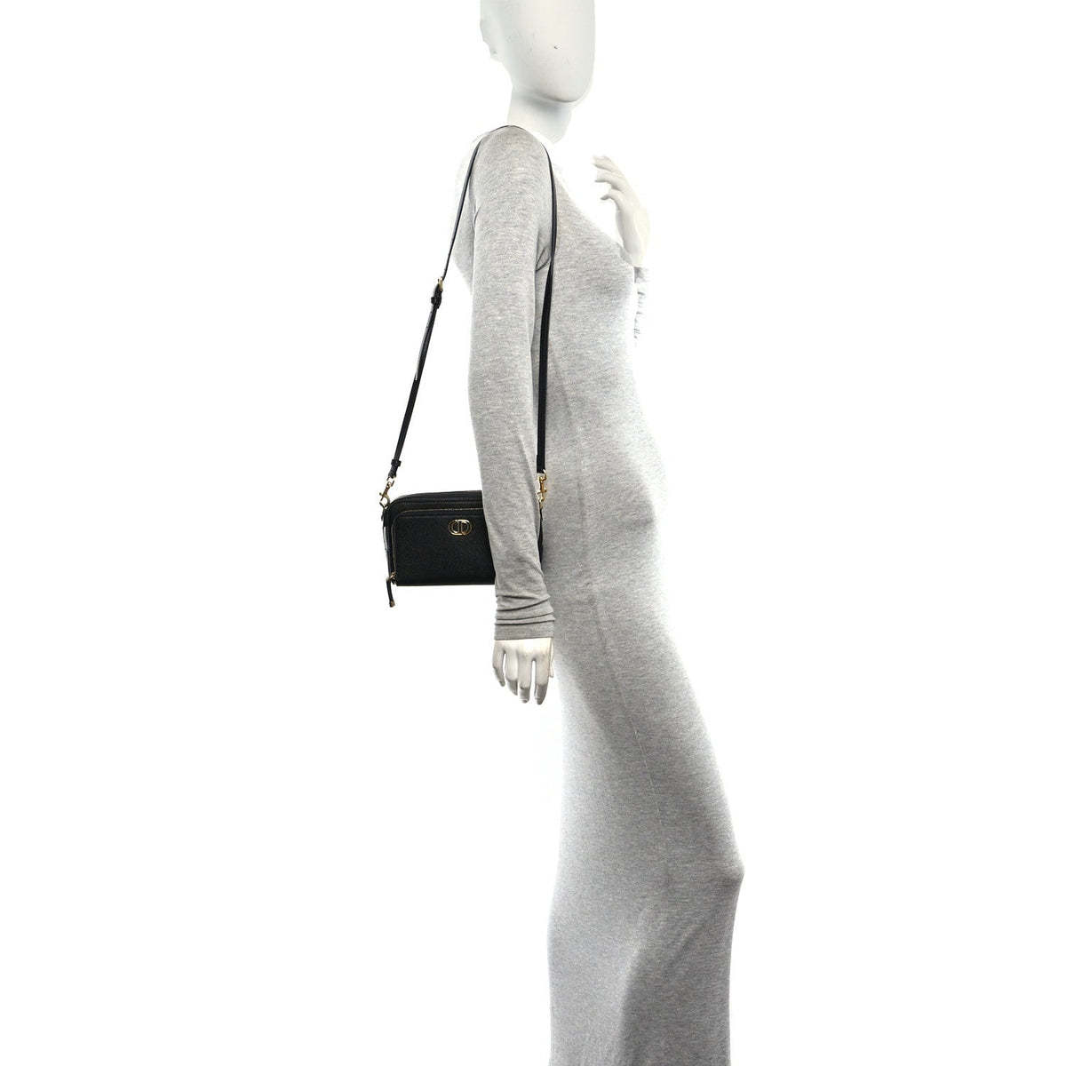 Grained Calfskin Caro Double Pouch Black AT My store