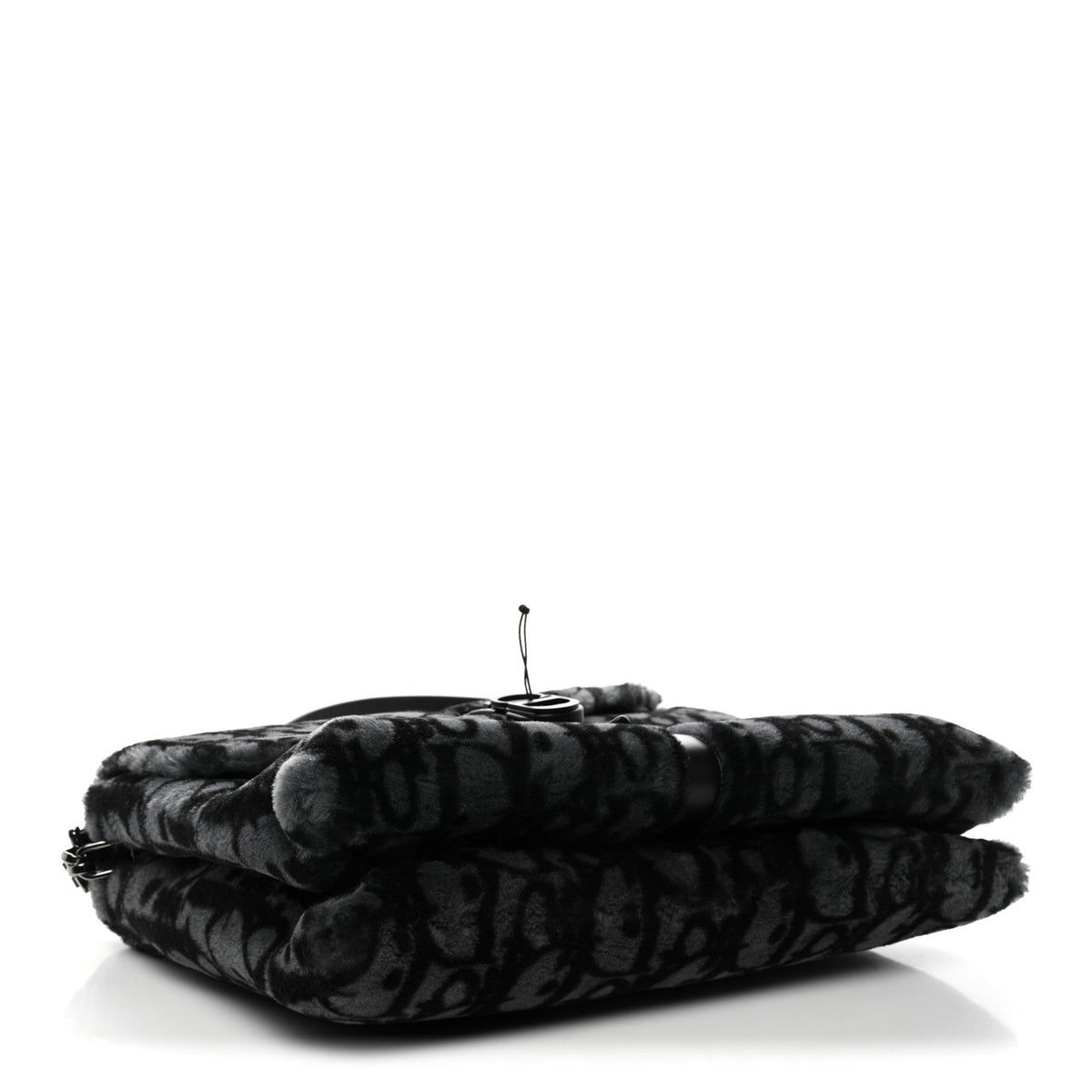 Oblique Mink Fur Saddle Soft Bag Dark Grey AT My store