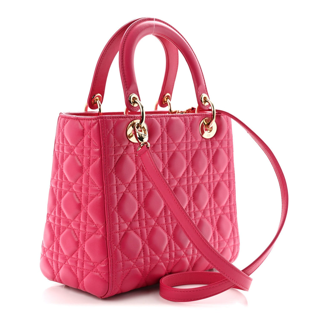 Lambskin Cannage Medium Lady Dior Fuchsia AT My store