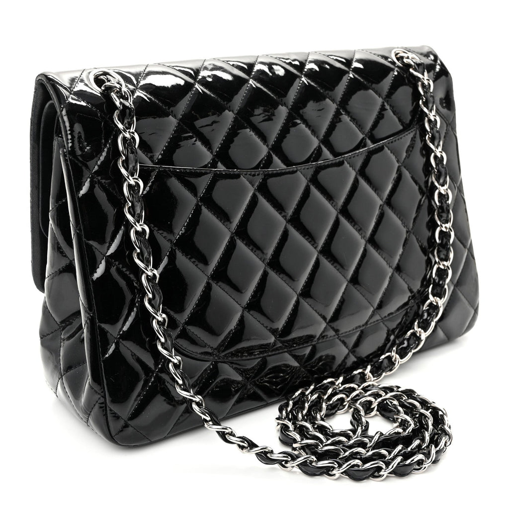 Patent Quilted Jumbo Double Flap Black At My store