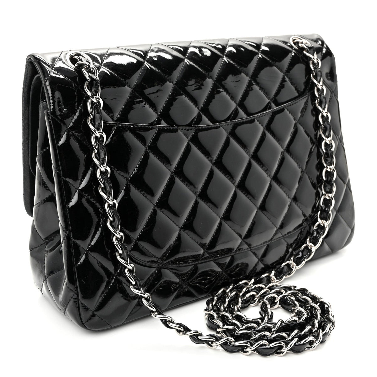 Patent Quilted Jumbo Double Flap Black At My store
