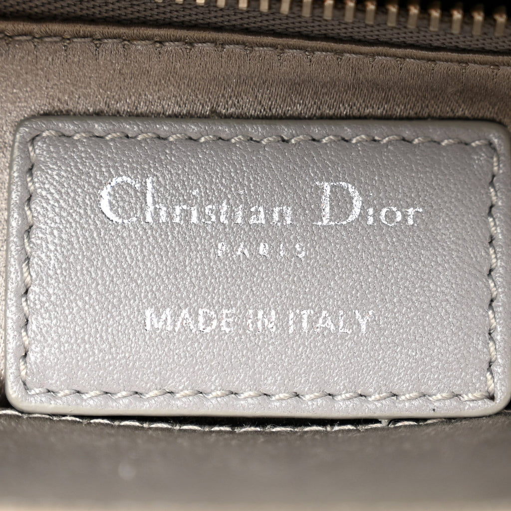 Satin Crystal Cannage Mini Lady Dior Gray AT My store
