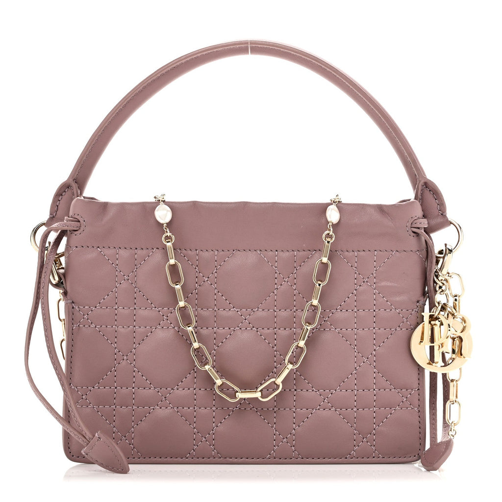 Lambskin Cannage Milly Mini Drawstring Bag Pink Peony AT My store