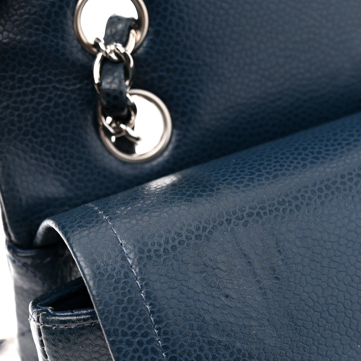 Caviar Quilted Medium Double Flap Navy At My store