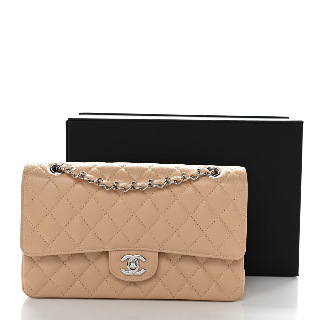 Caviar Quilted Medium Double Flap Beige At My store