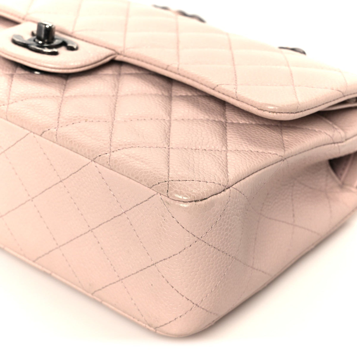 Caviar Quilted Medium Double Flap Light Pink At My store