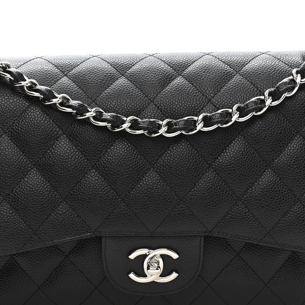 Caviar Quilted Jumbo Double Flap Black At My store