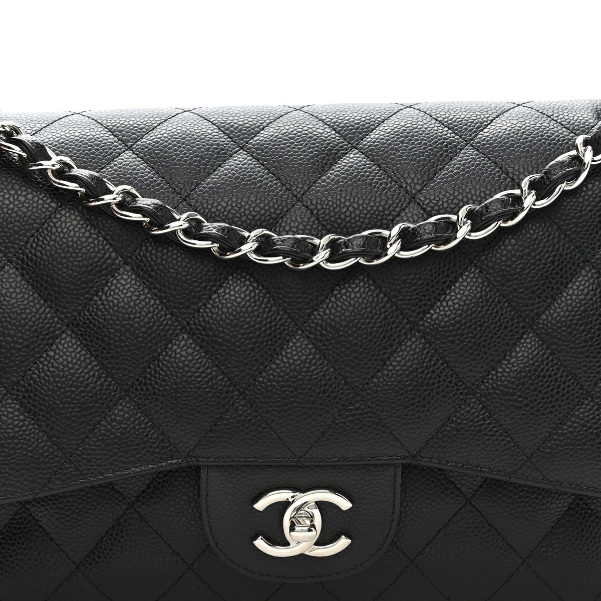 Caviar Quilted Jumbo Double Flap Black At My store