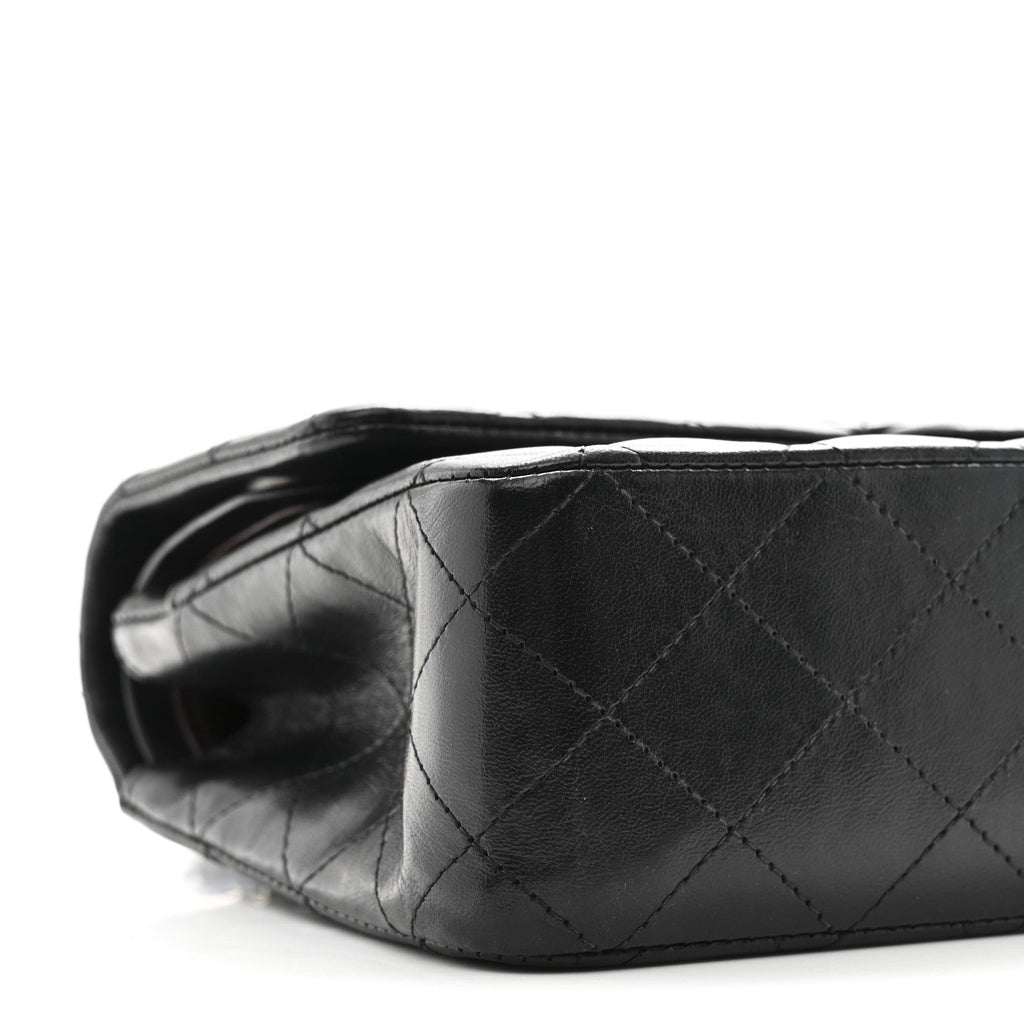 Lambskin Quilted Medium Double Flap Black At My store