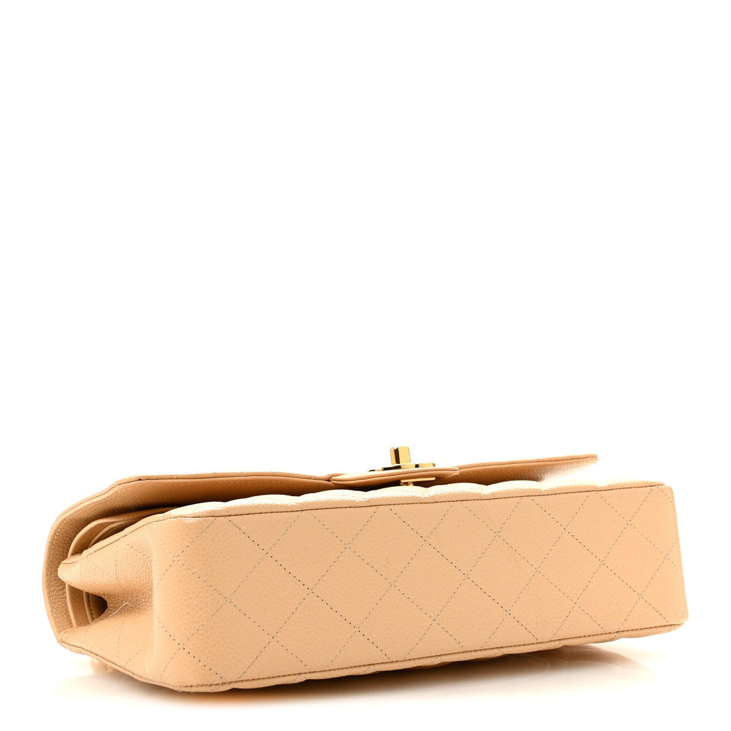 Caviar Quilted Medium Double Flap Beige At My store