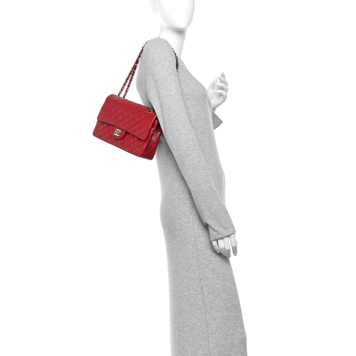 Caviar Quilted Medium Double Flap Red At My store