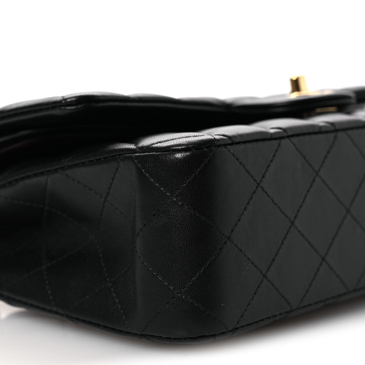 Lambskin Quilted Medium Double Flap Black At My store