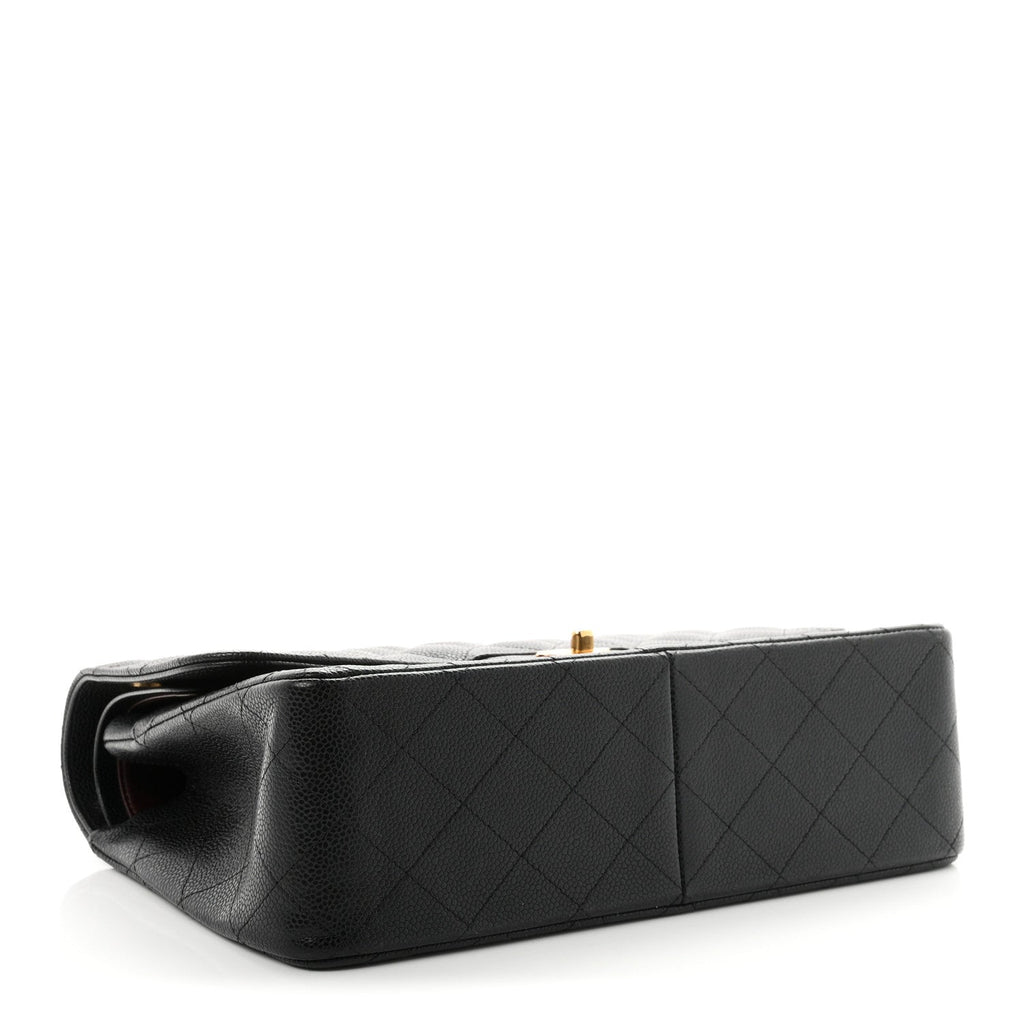 Caviar Quilted Jumbo Double Flap Black At My store