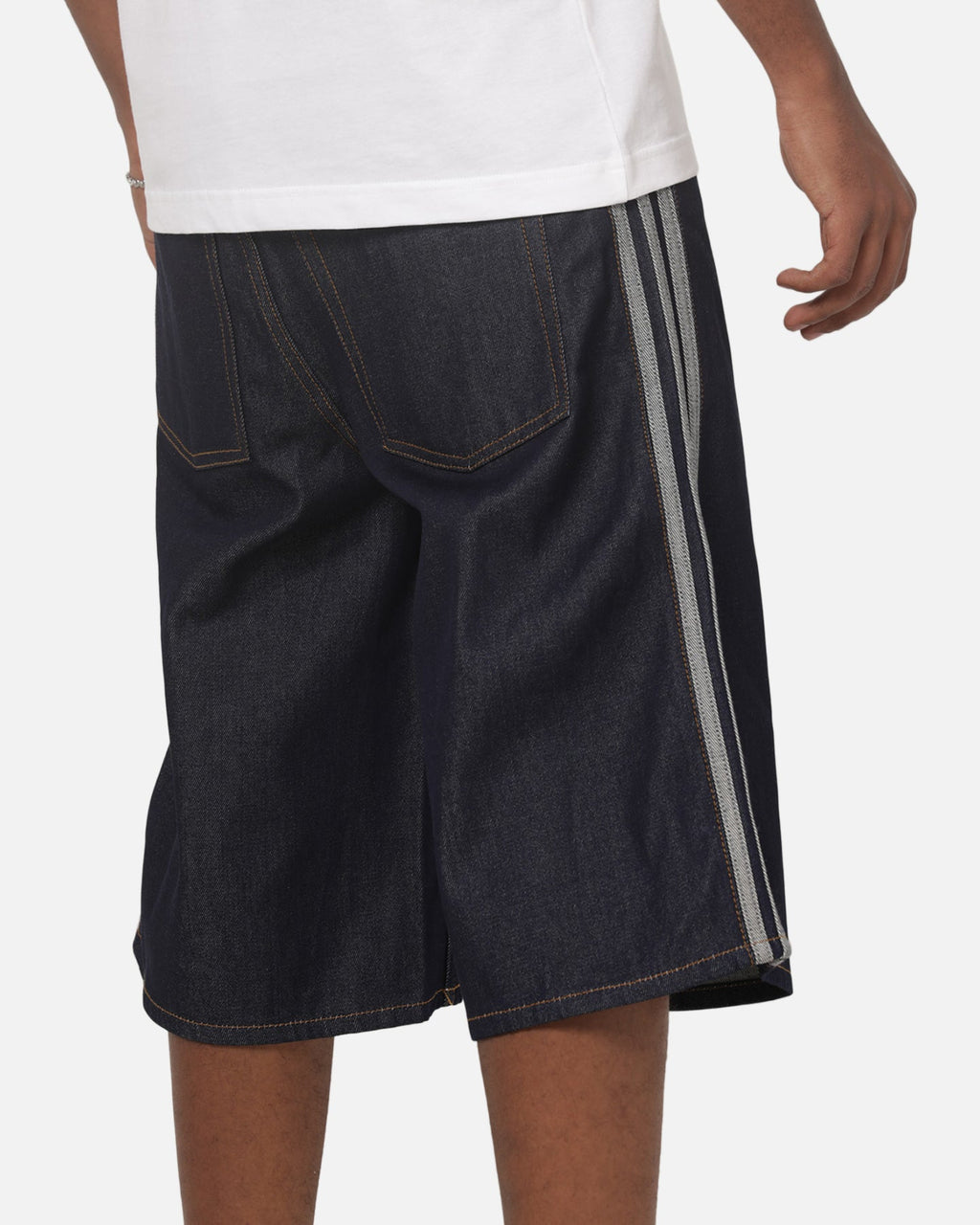 Best-Selling Adidas  Adicolor Jorts Mid-Rise Straight Leg Firebird Shorts Indigo Denim