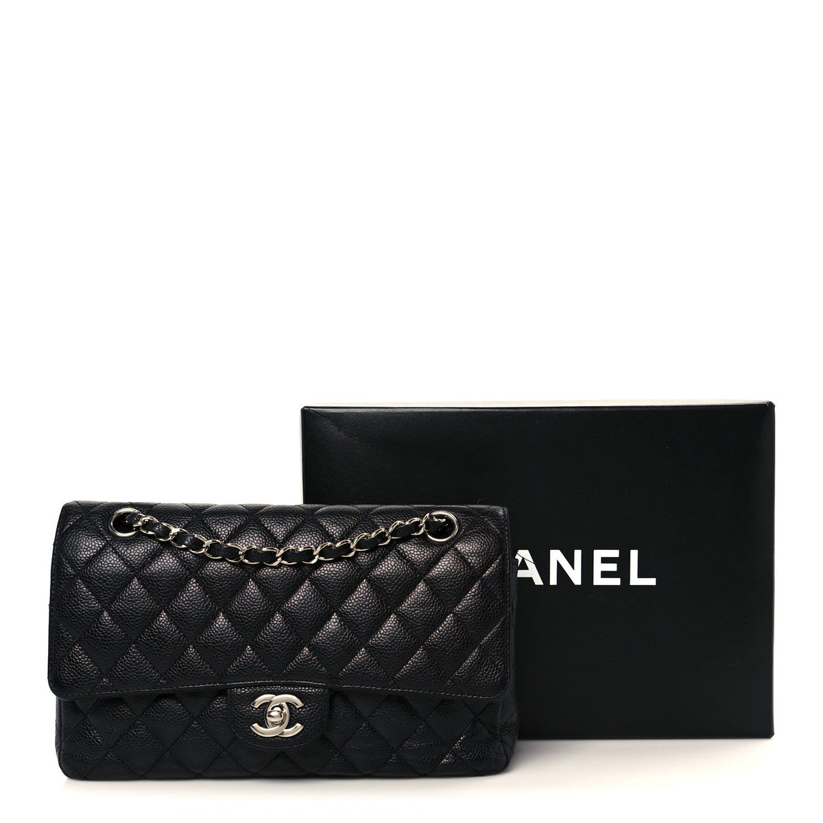 Caviar Quilted Medium Double Flap Black At My store