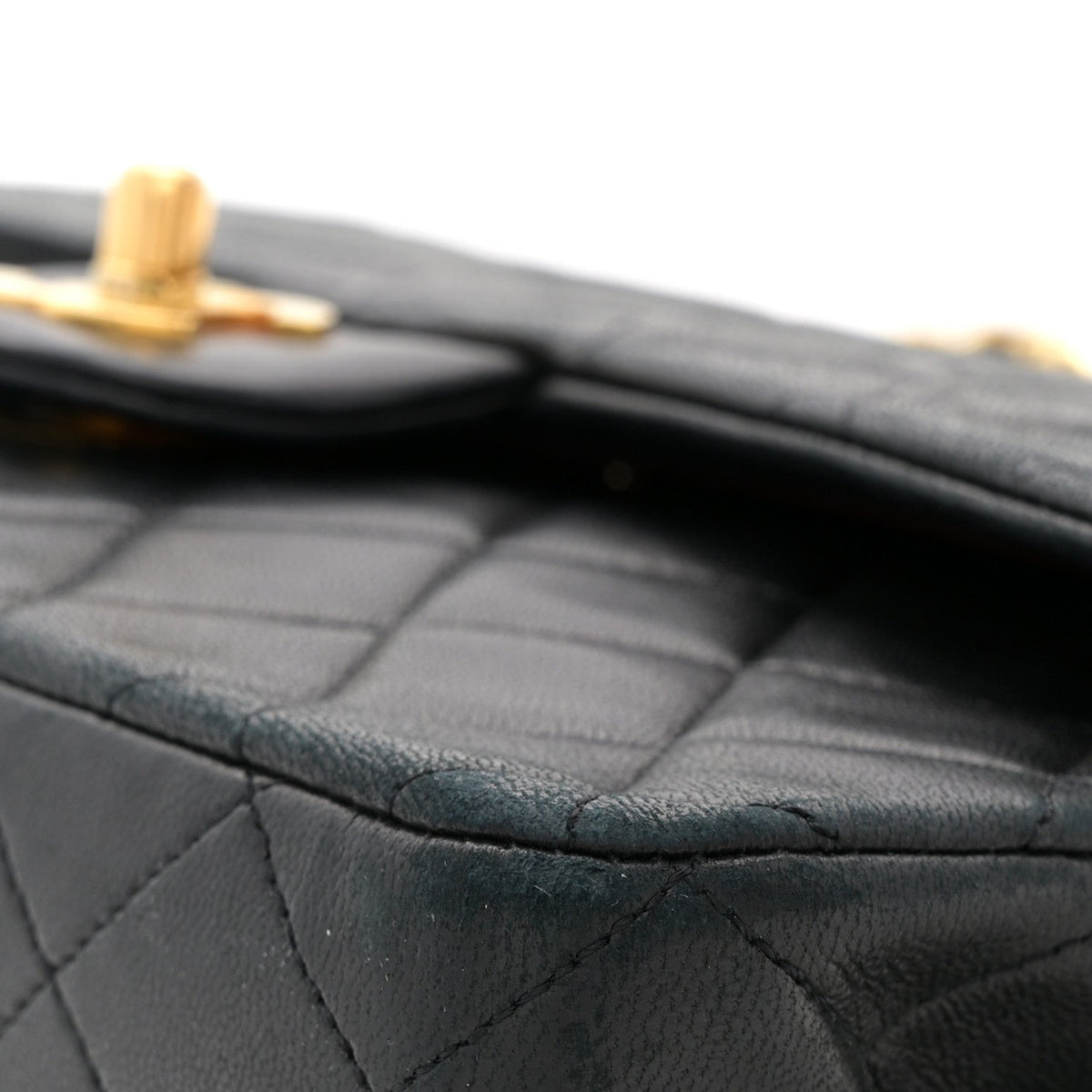 Lambskin Quilted Medium Double Flap Black At My store