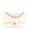 Caviar Quilted Medium Double Flap White At My store